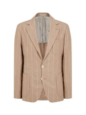 10 ePoint Men s Easy Striped Single Jacket Light Brown