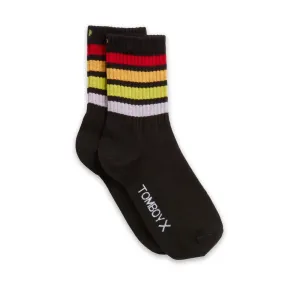 Anklet Crew Socks - Black Multi Stripe