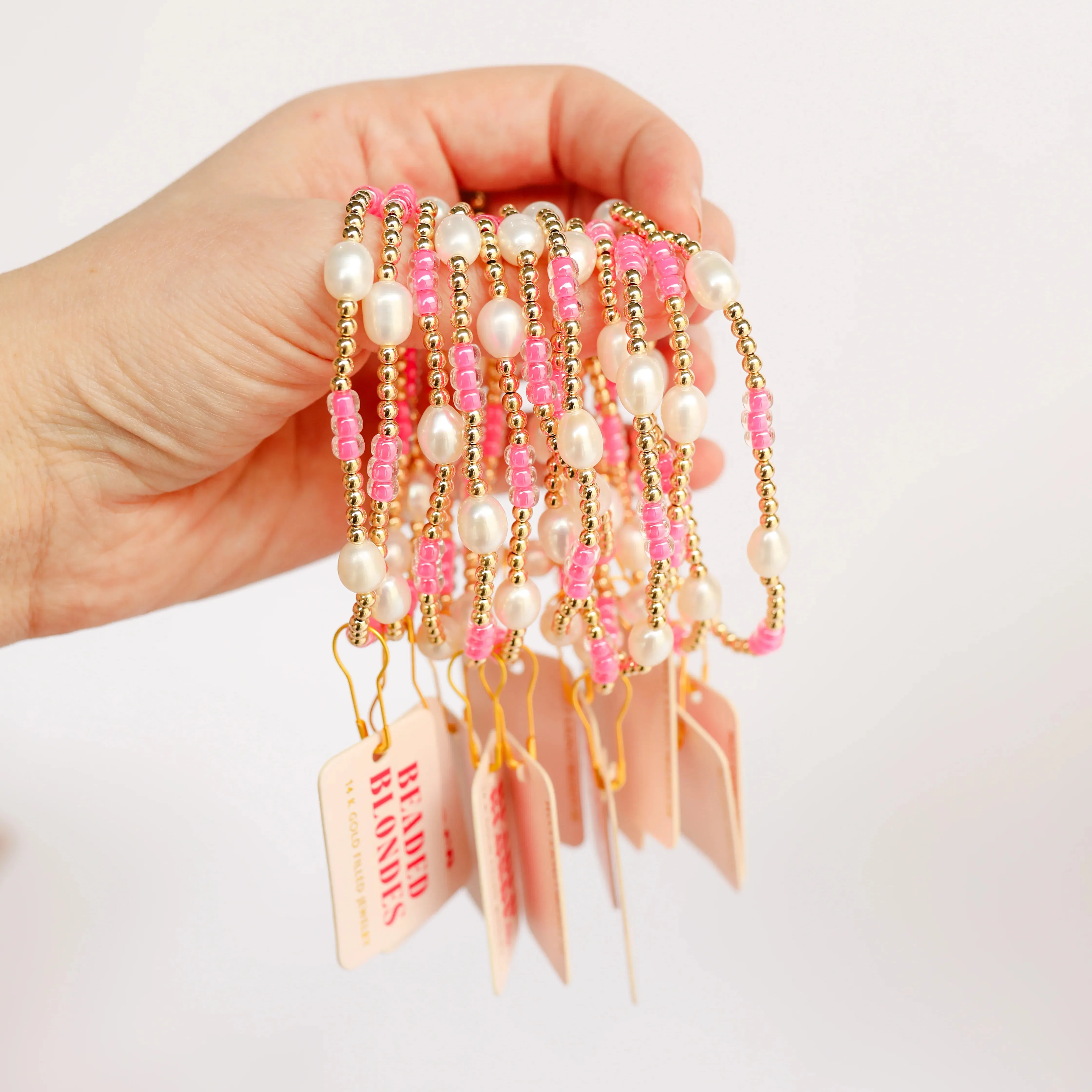 Beaded Blondes | Hot Pink Pearl Poppi Bracelet