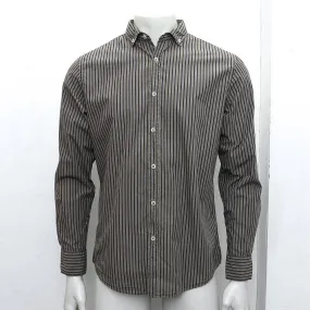 Beige Blue Striped Cotton Casual Shirt