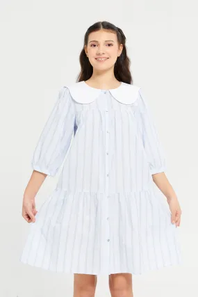 Blue/Stripes Peterpan Collar Dress