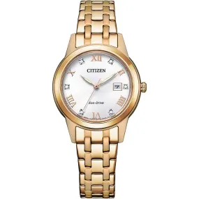 Citizen Eco Drive Ladies Silhouette Crystal Bracelet Watch - Gold Tone FE1243-83A