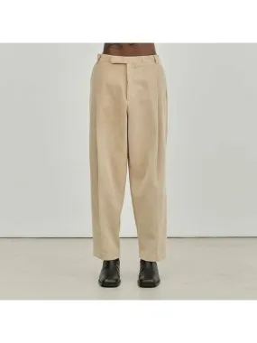 Corduroy one-tuck wide pants beige