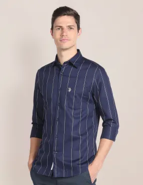 Cutaway Collar Vertical Stripe Shirt