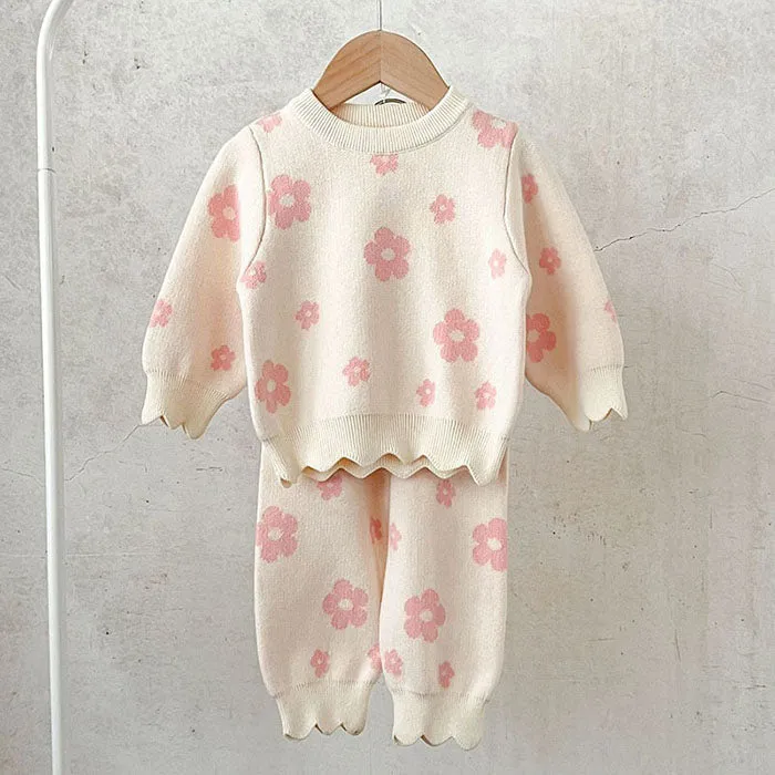 Daisy Knit & Pants Set - Pink