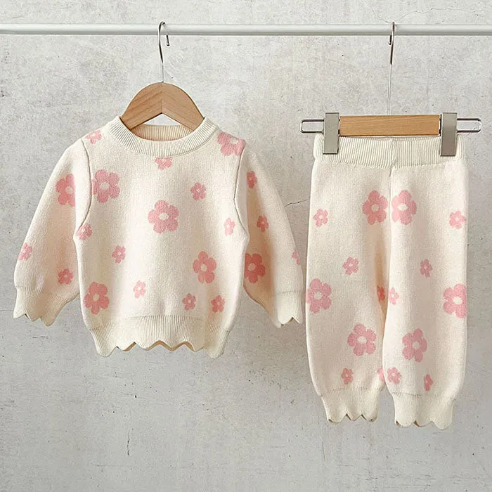 Daisy Knit & Pants Set - Pink