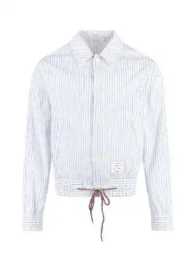 Drawstring striped shirt jacket 270091