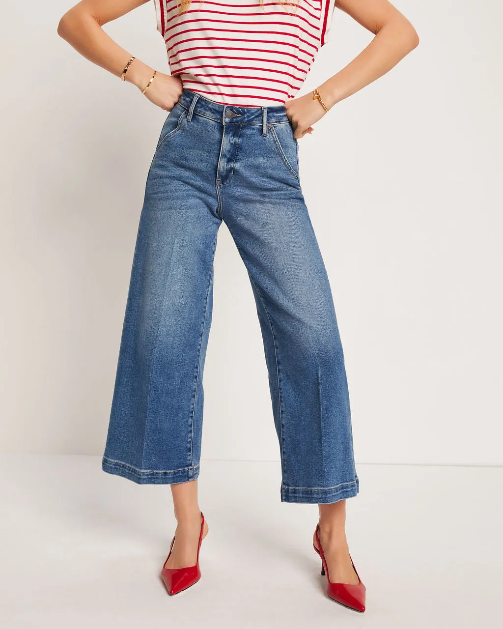 Drew Cropped Wide Leg Jeans