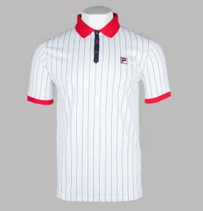 Fila Vintage BB1 Classic Striped Polo Shirt White/Fila Red/Fila Navy