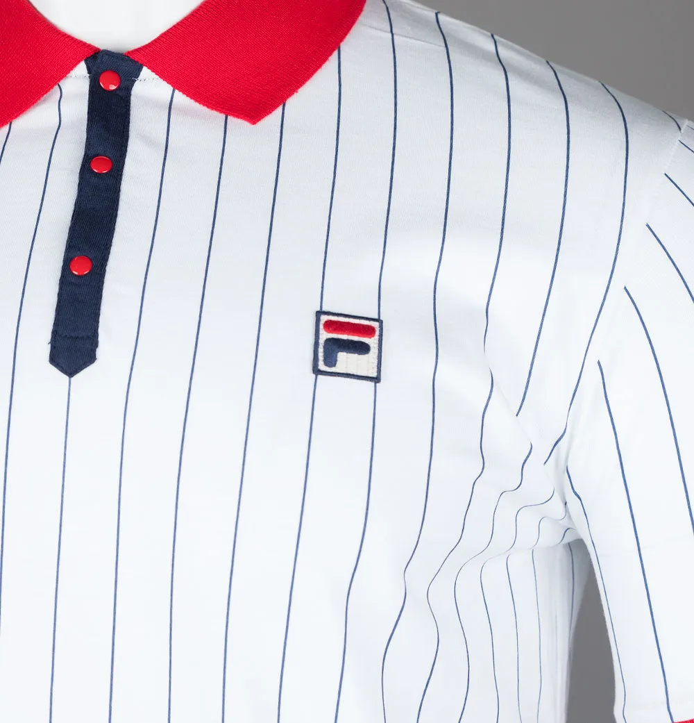 Fila Vintage BB1 Classic Striped Polo Shirt White/Fila Red/Fila Navy