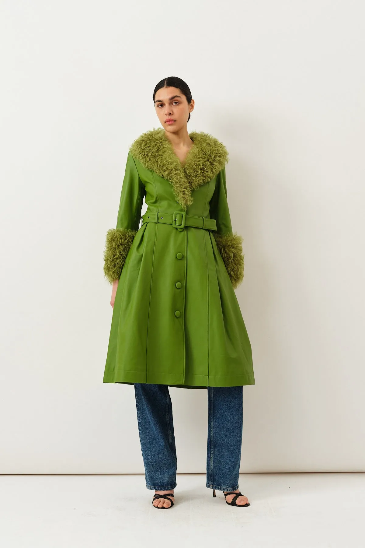 Foxy Shearling Coat — Forest