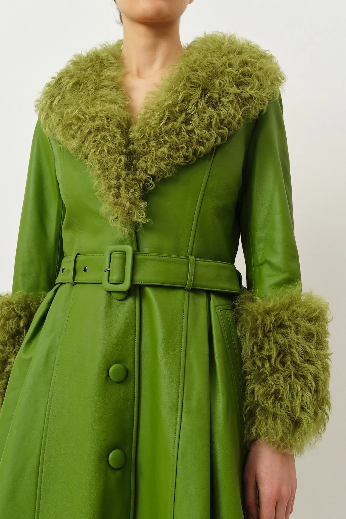 Foxy Shearling Coat — Forest