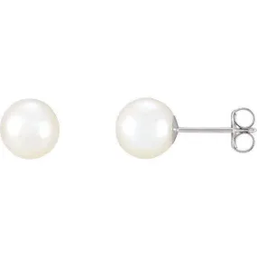 Fresh Water Pearl Stud Earrings Set In Silver