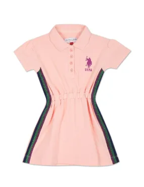 Girls Embroidered Logo Cotton Polo Dress