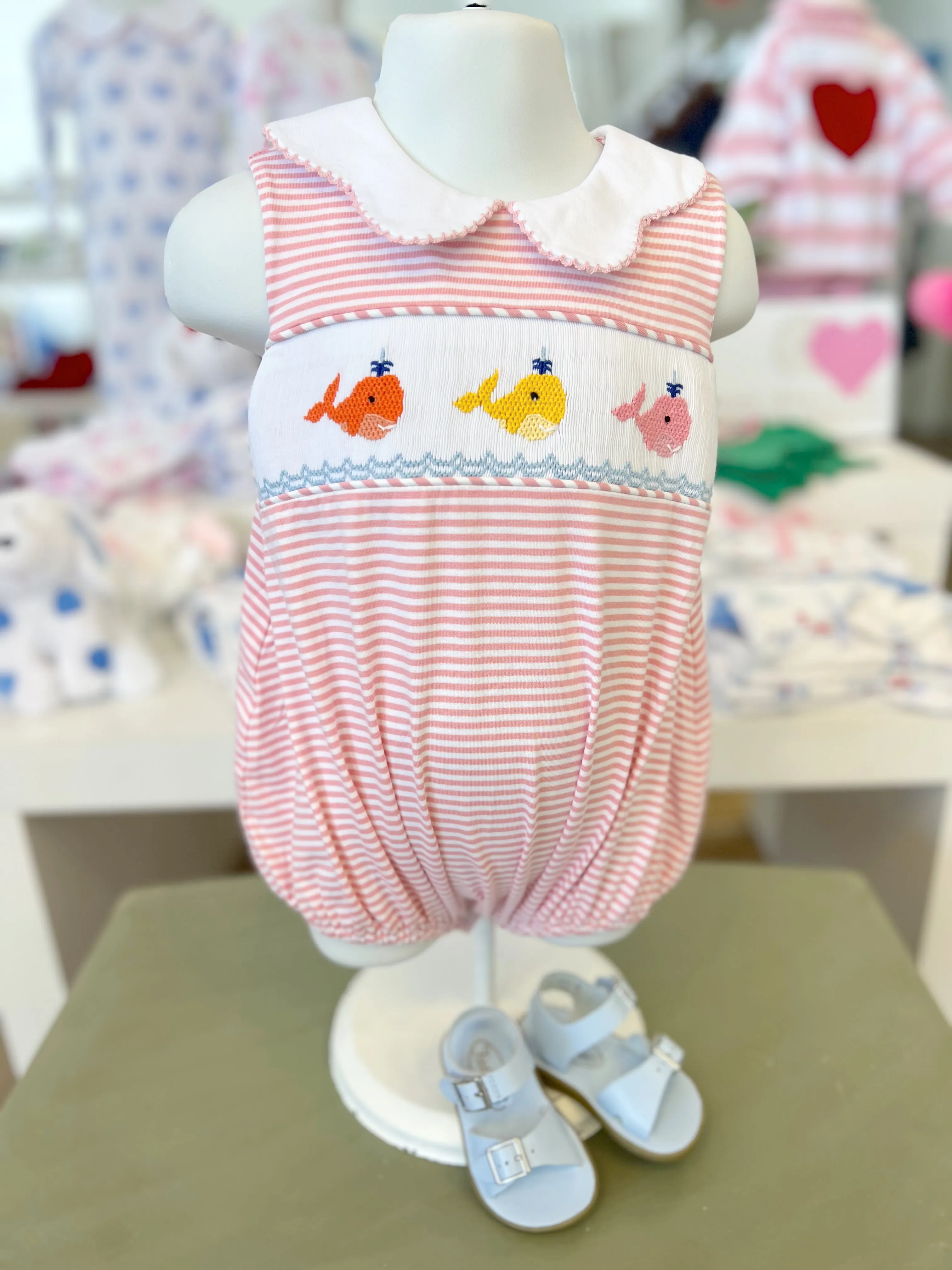 Girls Smocked Whale Bubble