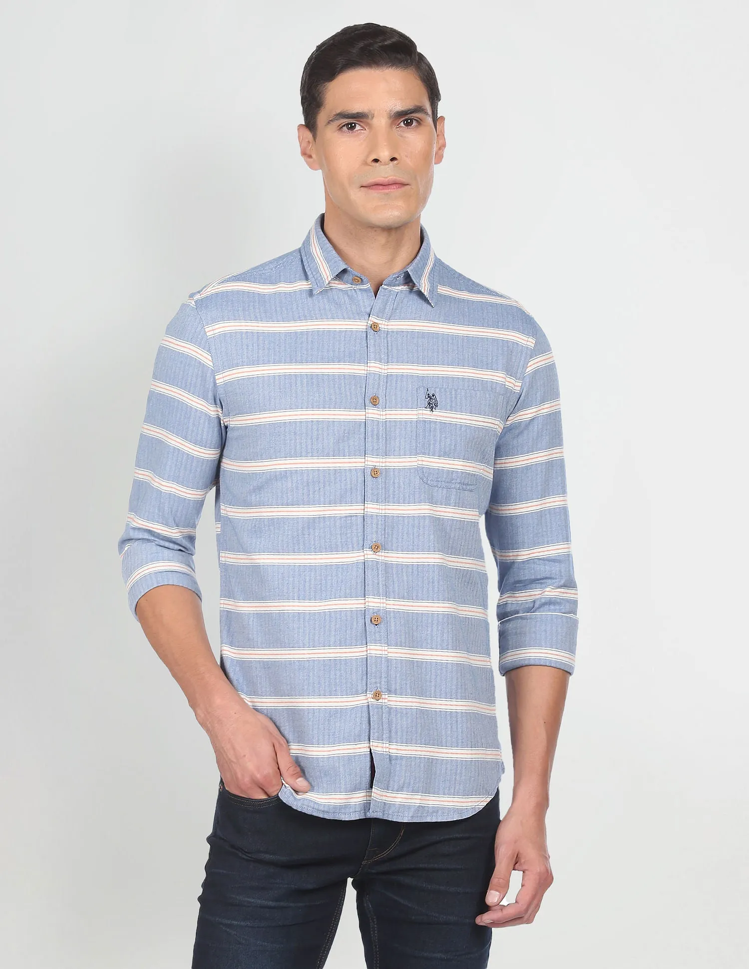 Herringbone Stripe Casual Shirt