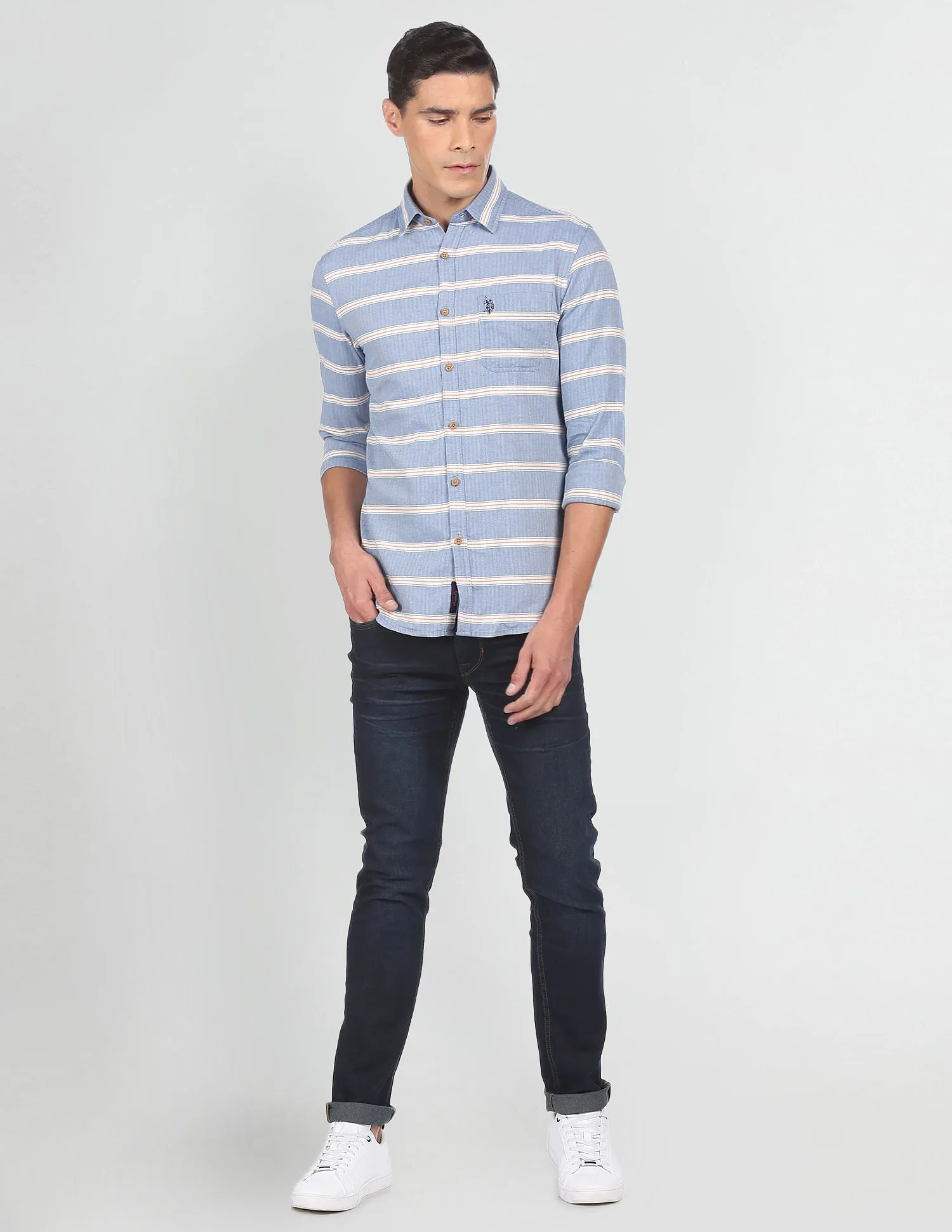 Herringbone Stripe Casual Shirt