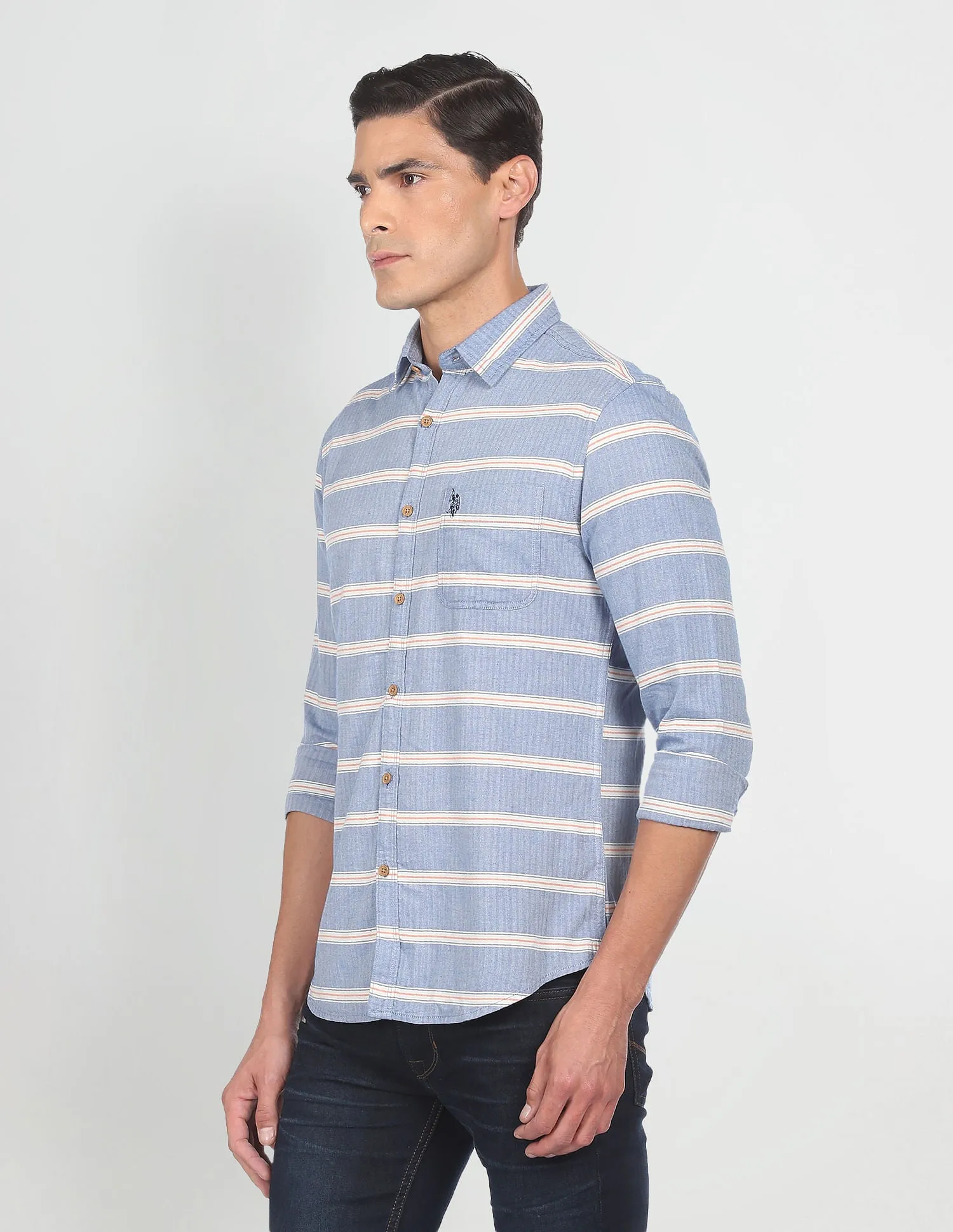 Herringbone Stripe Casual Shirt