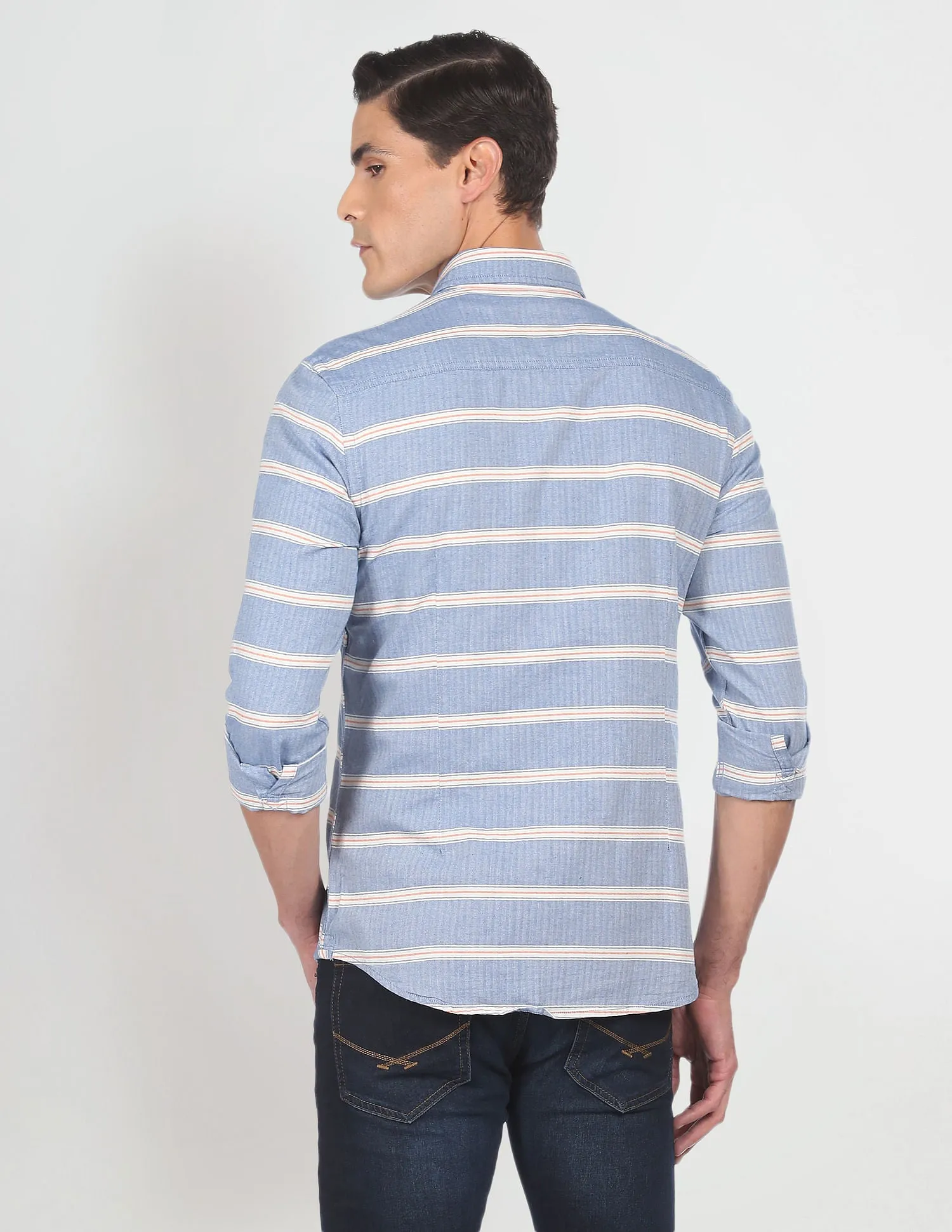 Herringbone Stripe Casual Shirt