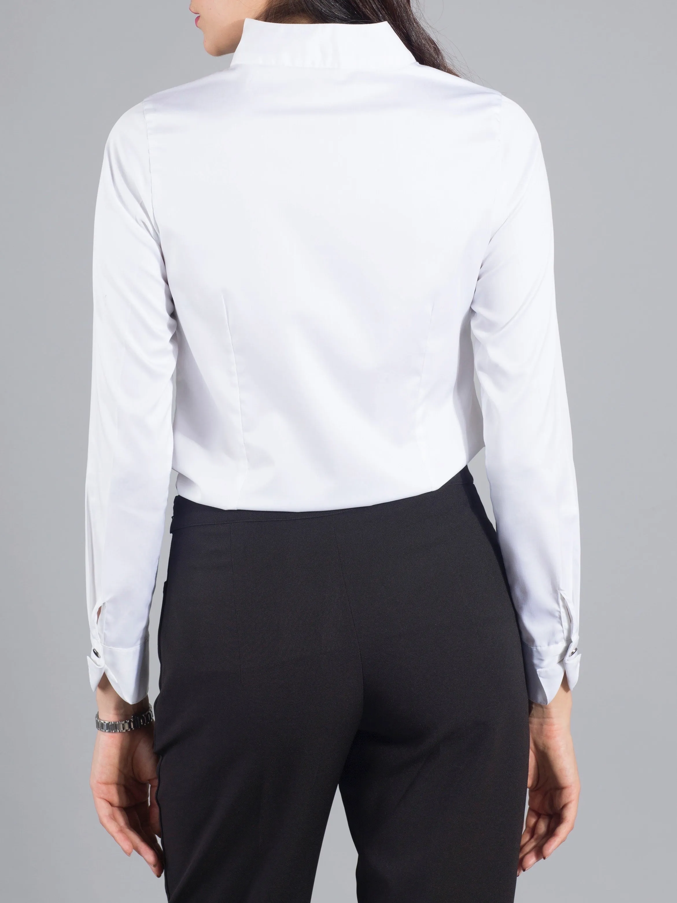 High Collar Tuxedo Shirt - White