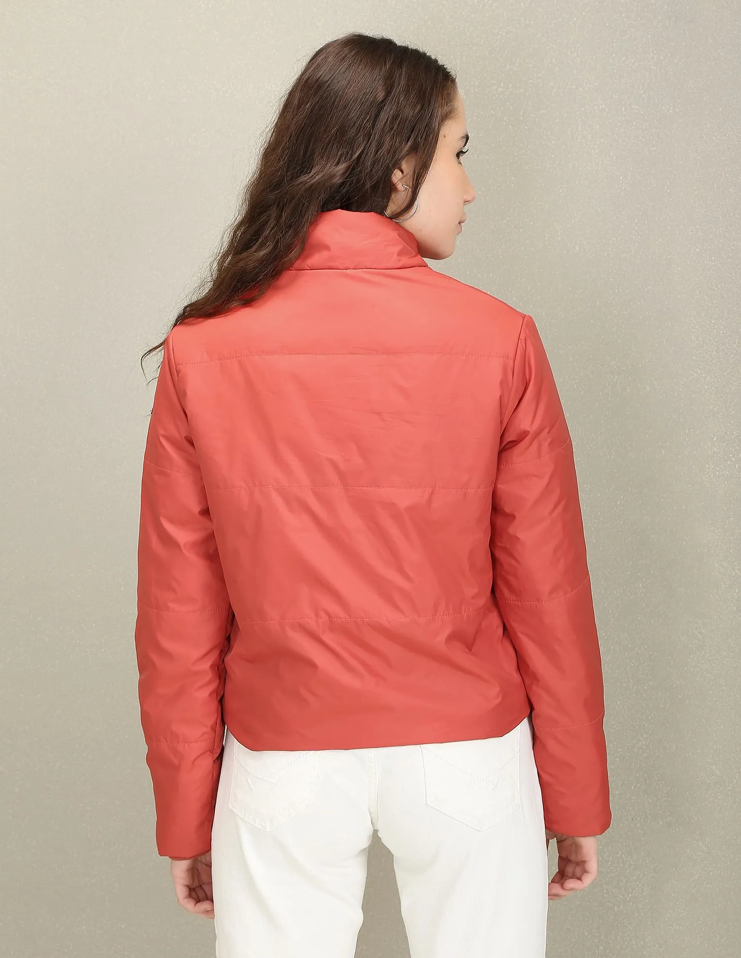 High Neck Solid Padded Jacket