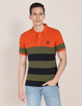 Horizontal Stripe Cotton Polo Shirt