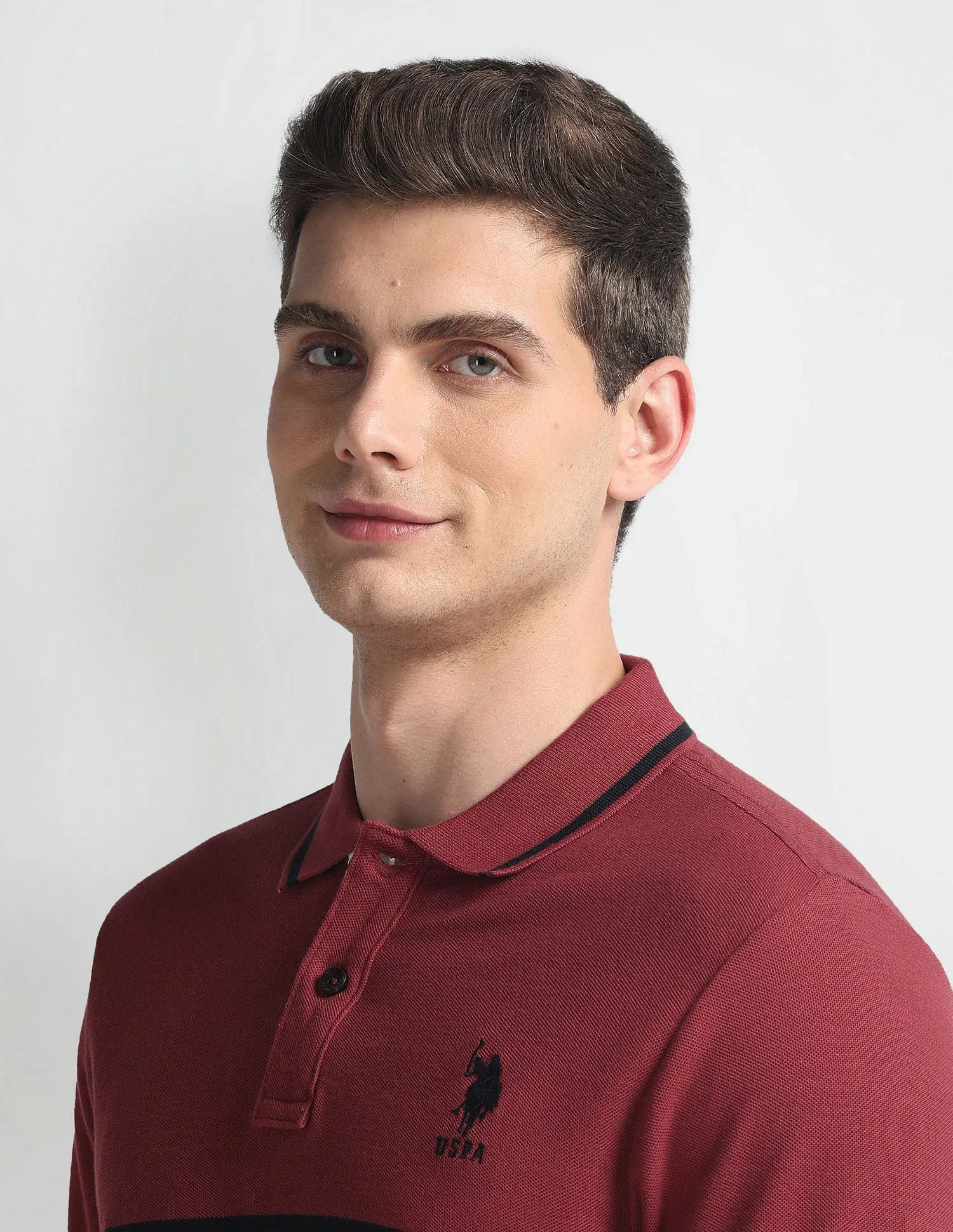 Horizontal Stripe Pique Polo Shirt