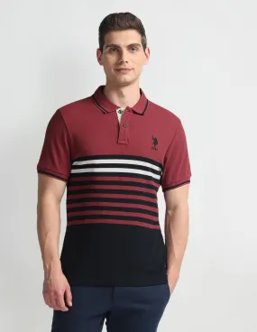 Horizontal Stripe Pique Polo Shirt