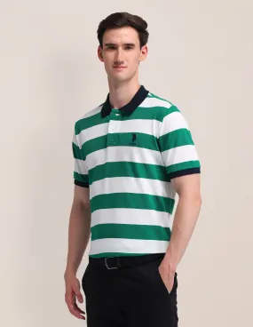 Horizontal Striped Cotton Polo Shirt