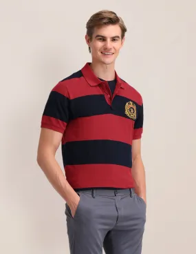 Horizontal Striped Cotton Polo Shirt