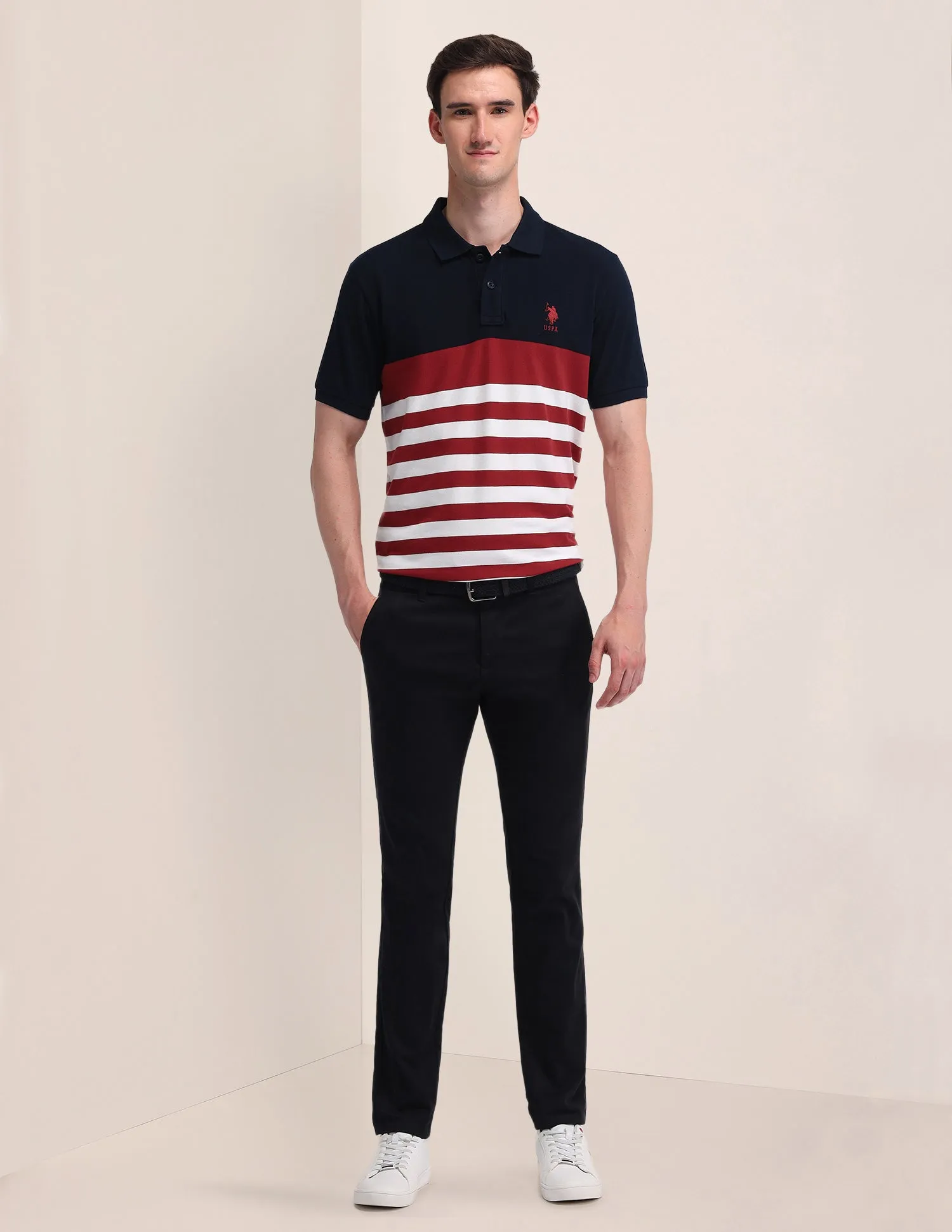 Horizontal Striped Slim Fit Polo Shirt