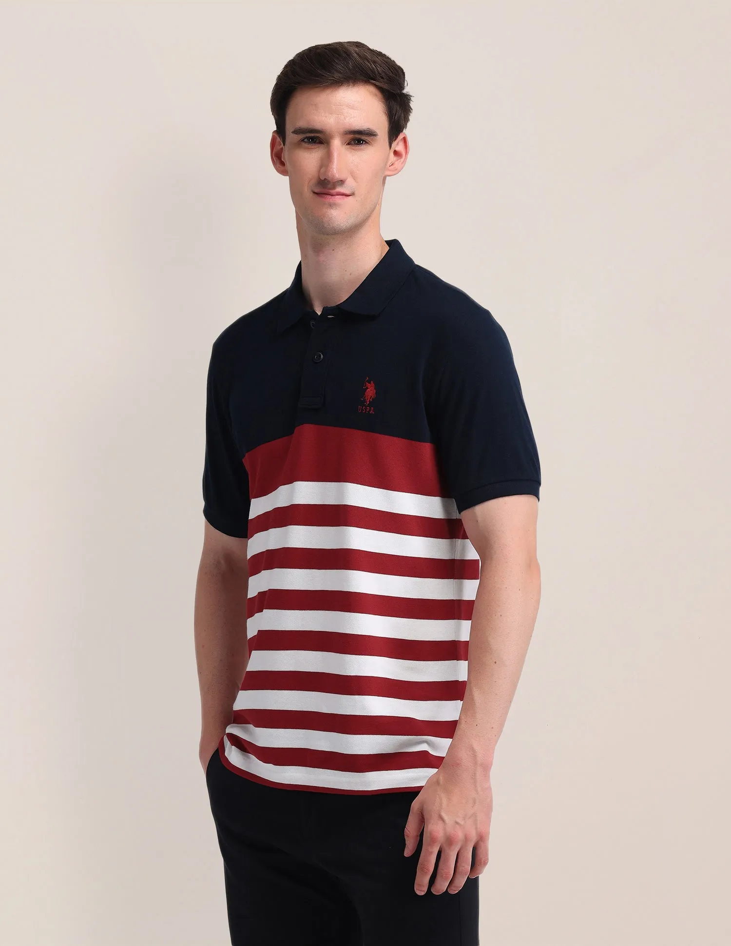 Horizontal Striped Slim Fit Polo Shirt