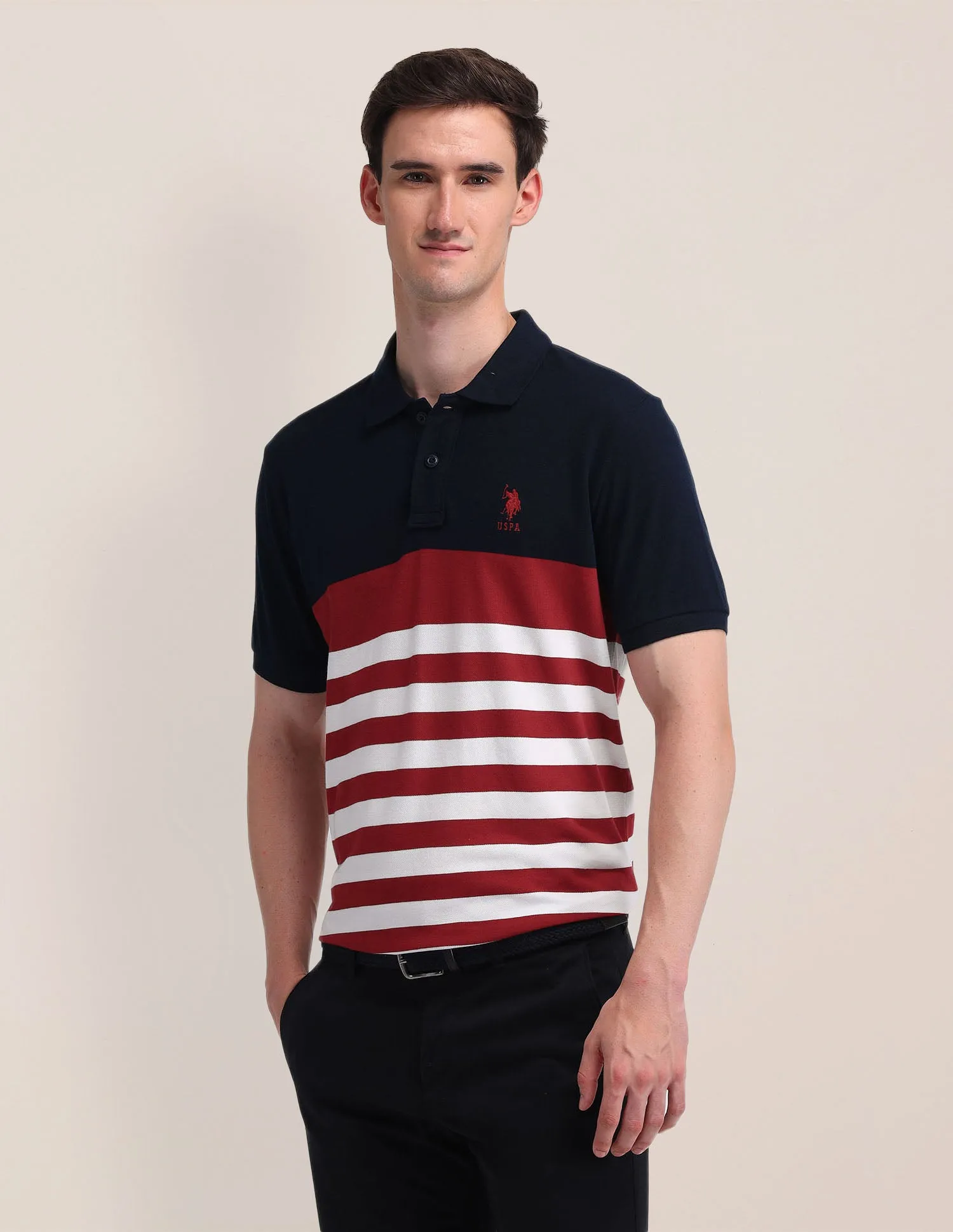 Horizontal Striped Slim Fit Polo Shirt