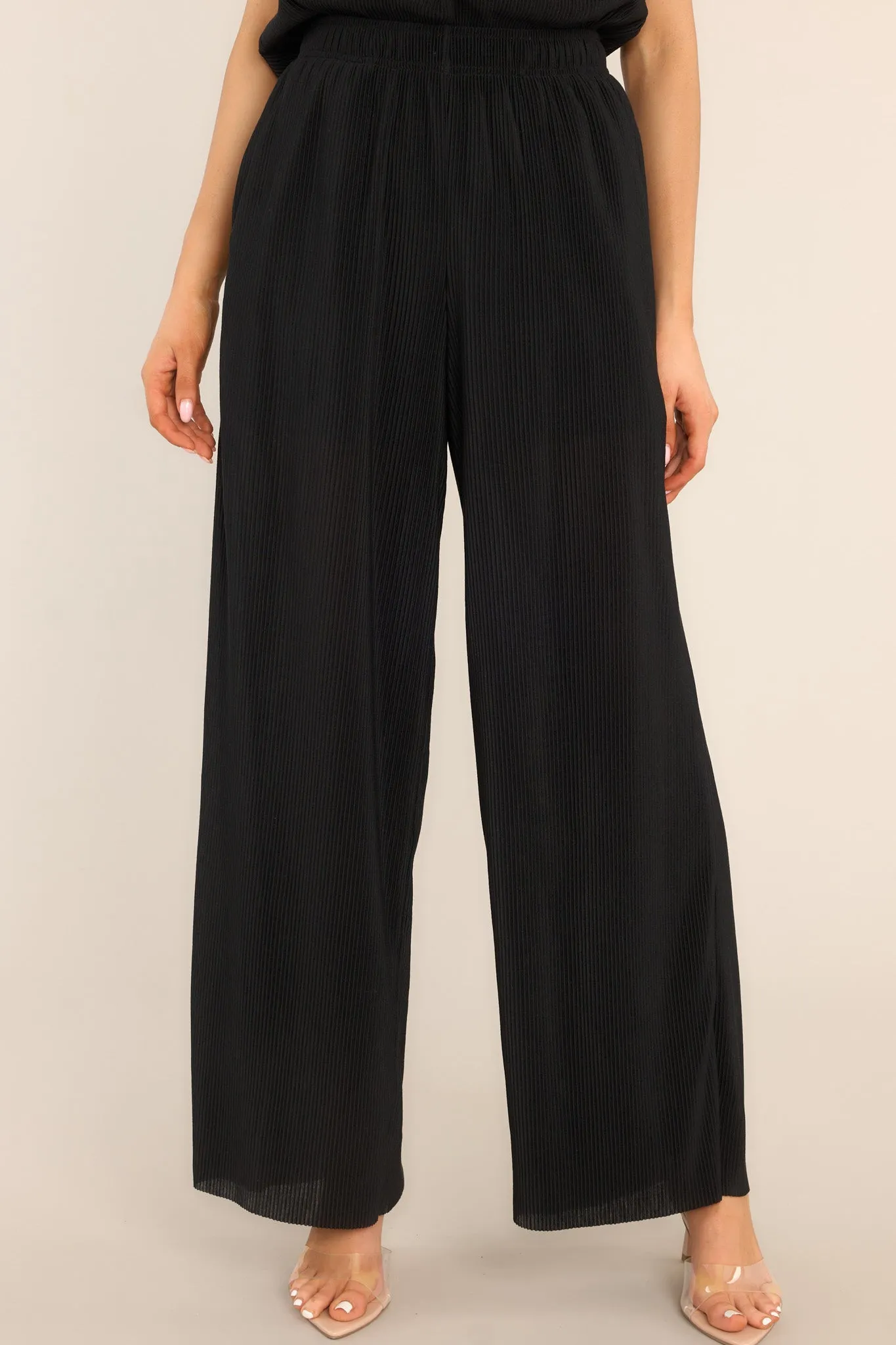 It's Your Life Black Ribbed Wide Leg Pants