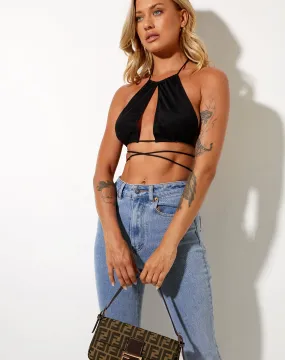 Karti Crop Top in Mesh Black