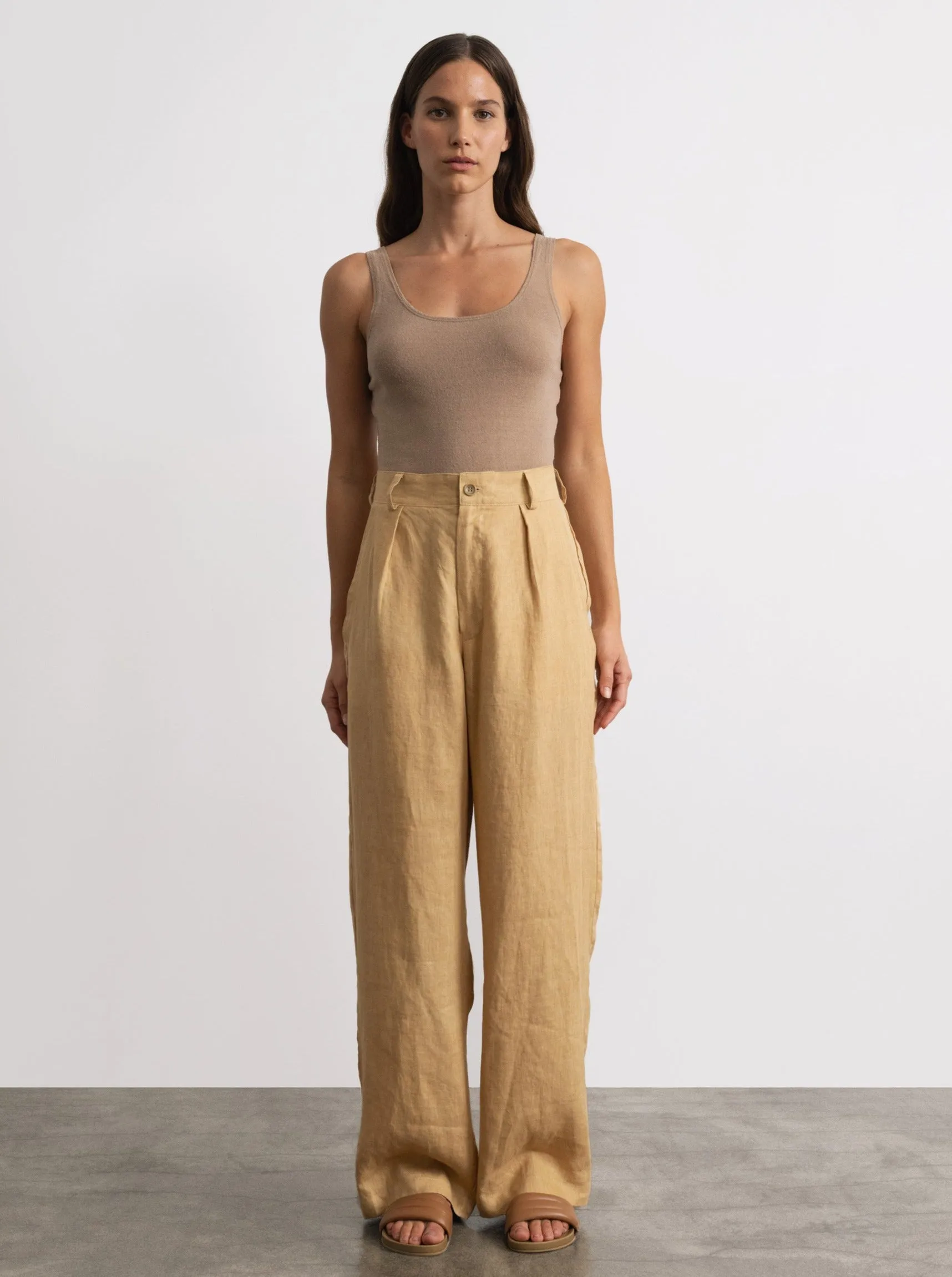 Linen Trouser, Laundered Linen, Hay