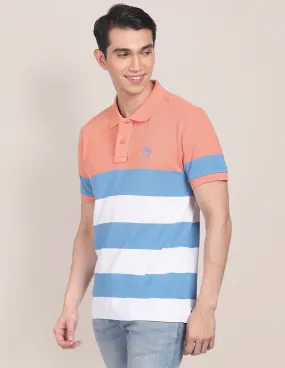 Logo Embroidered Striped Polo Shirt