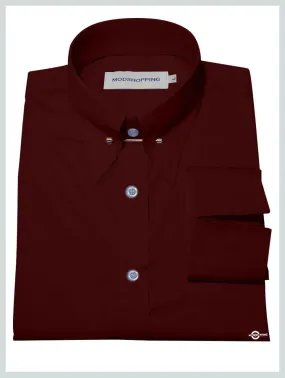 Men's Pin Collar Shirt - Burgundy Pin Collar Shirt