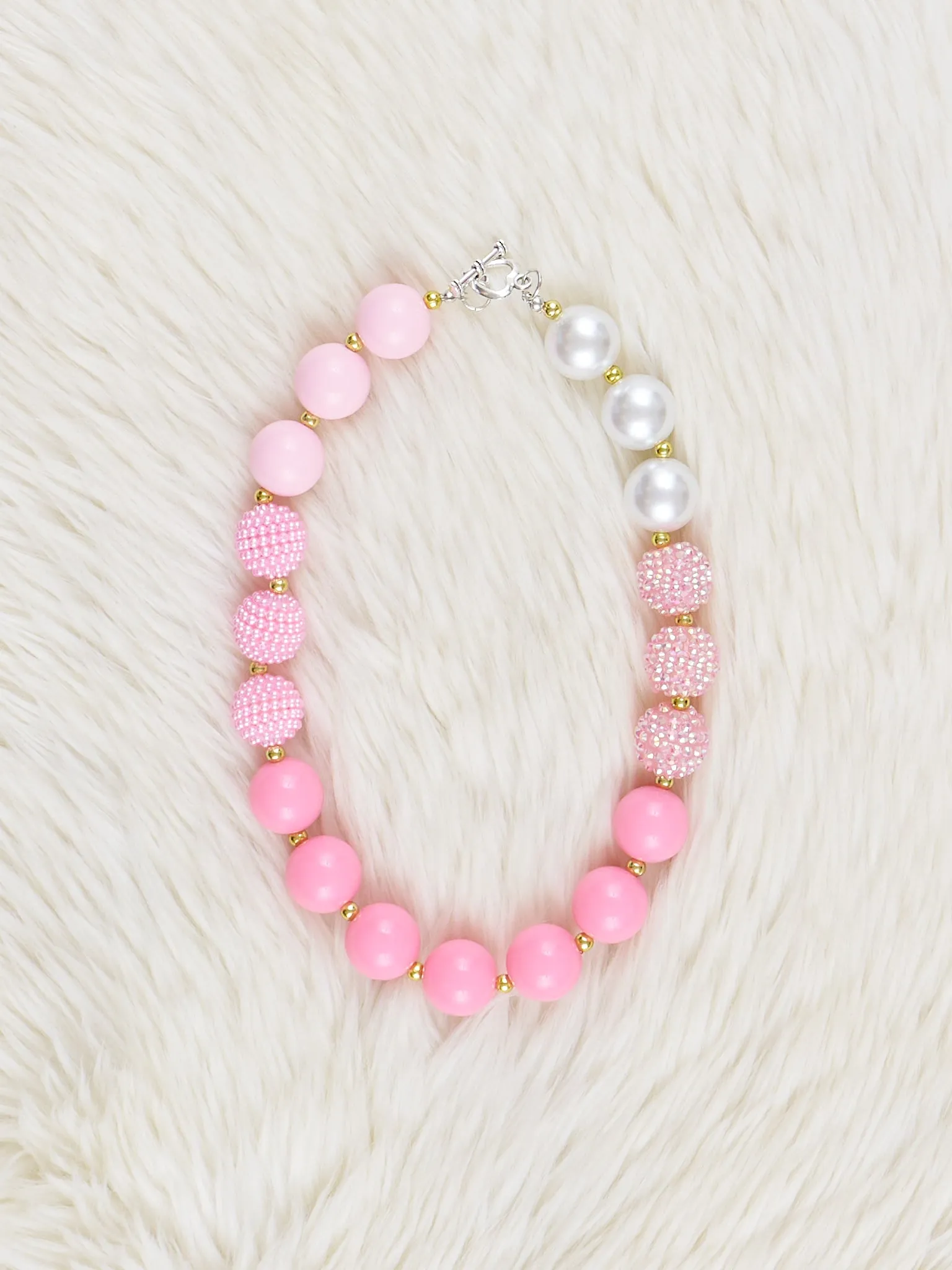 Pink & Pearl Sparkle Bubblegum Necklace