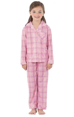 Pink Plaid Button Front Unisex Kids Pajamas