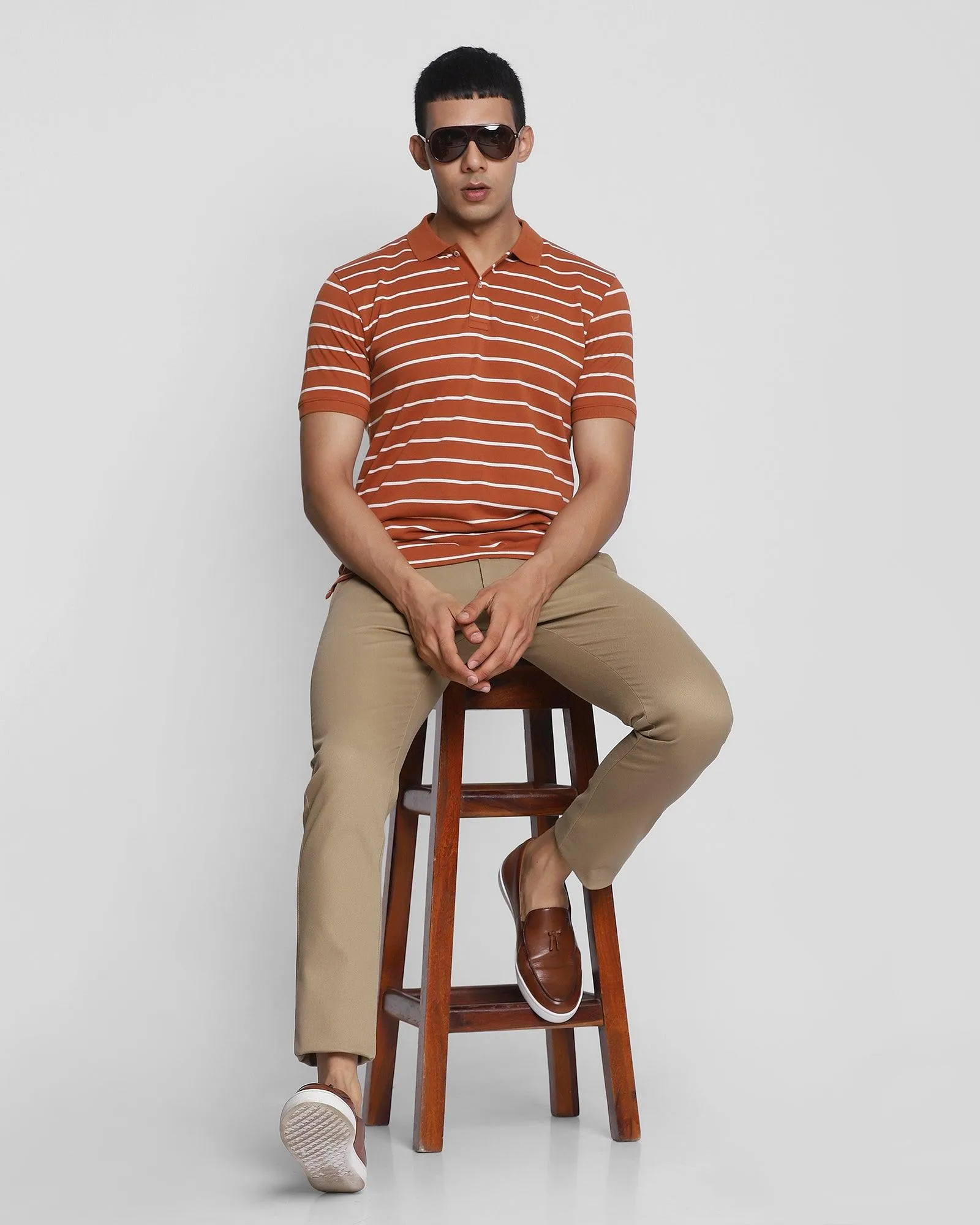 Polo Brown Striped T-Shirt - Striper