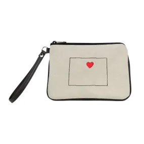 "Denver Love" Embroidered Canvas Vegan Wristlet/Crossbody Bag (Multicolored)