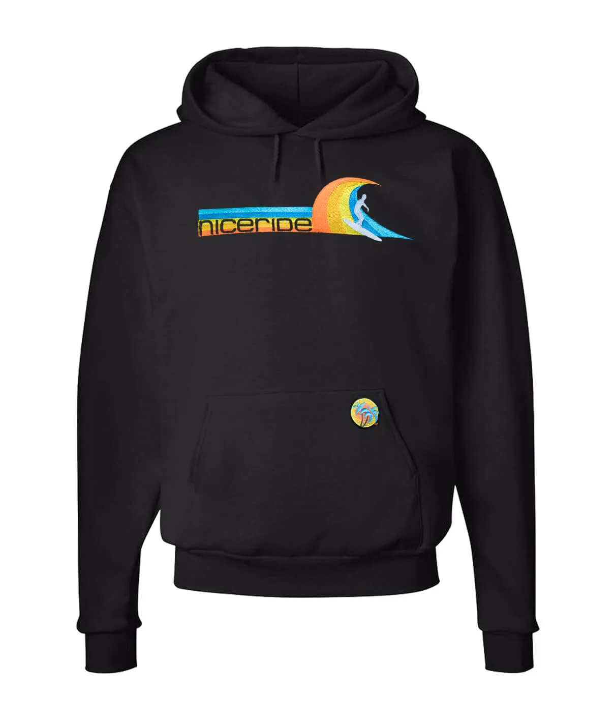 "Tasty Waves" Black Unisex Pullover Hoodie For Men And Women