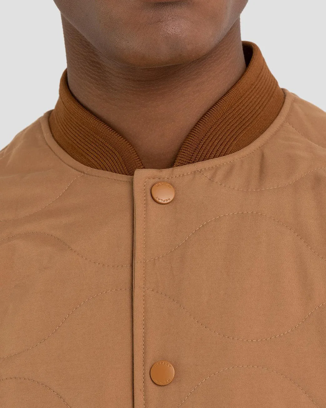 Replay Sartoriale Quilted Bomber Jacket - Biscuit