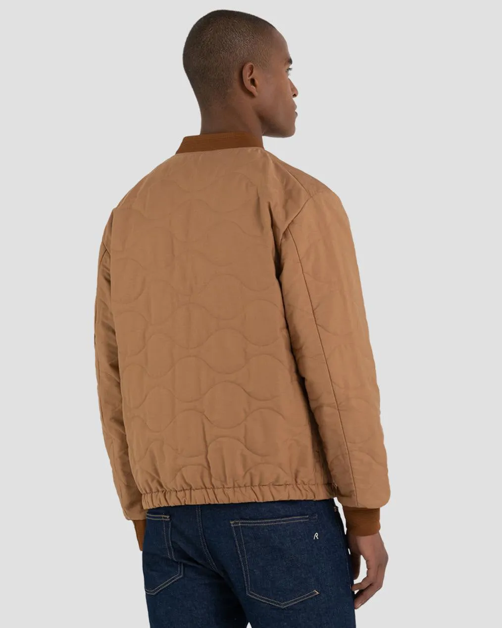 Replay Sartoriale Quilted Bomber Jacket - Biscuit