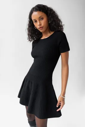 RIBBED SHORT SLEEVE MINI DRESS