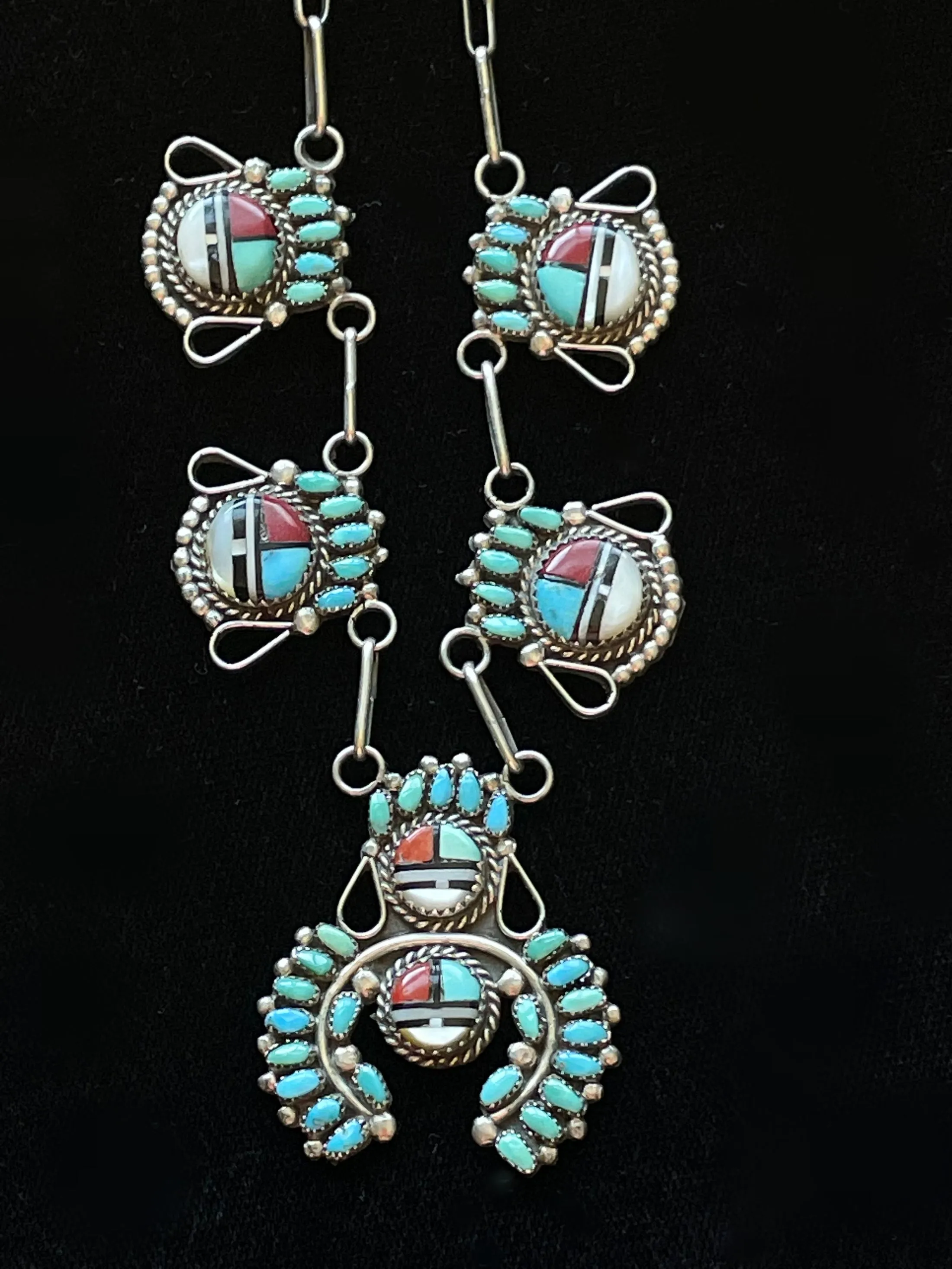 SOLD 1970s Vintage Zuni Sunface Pendant Necklace, Native American Necklace