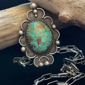 SOLD Old Pawn Silver/Nevada Turquoise Native American Pendant Necklace