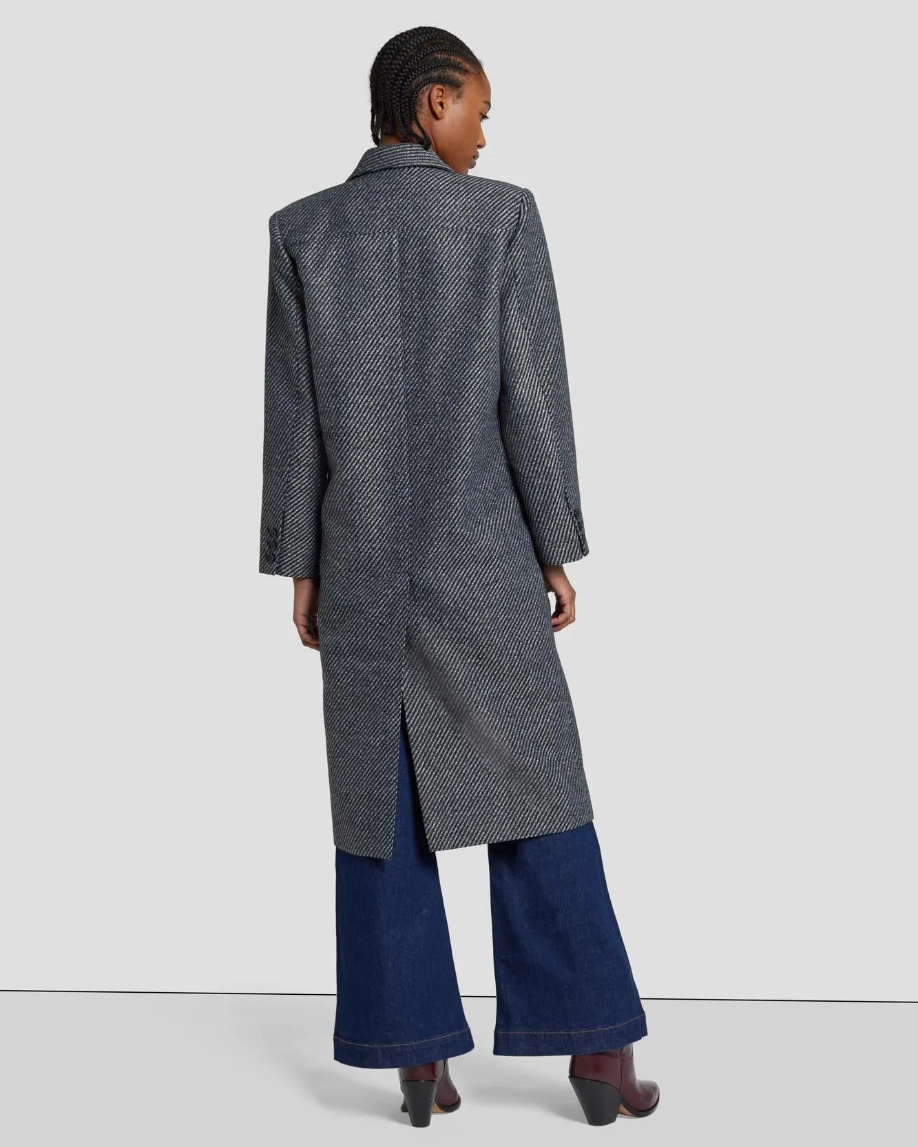 Striped Two Tone Coat in Grey