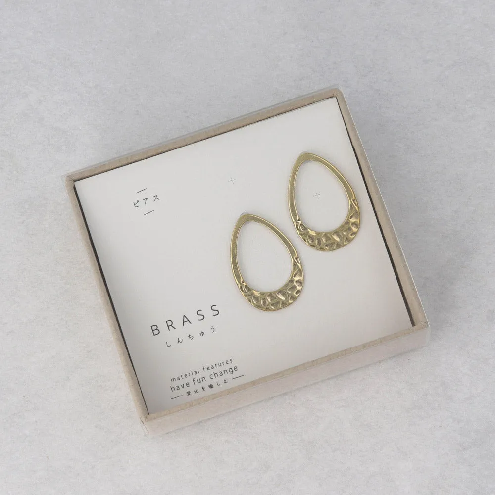 Textured Oval Brass Earrings